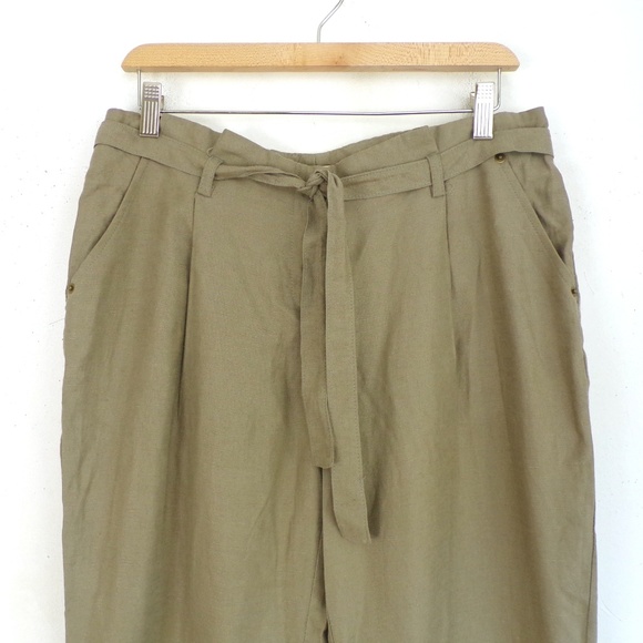 Anthropologie Pants Size 8 Linen Tencel Taupe Gray - Picture 2 of 5